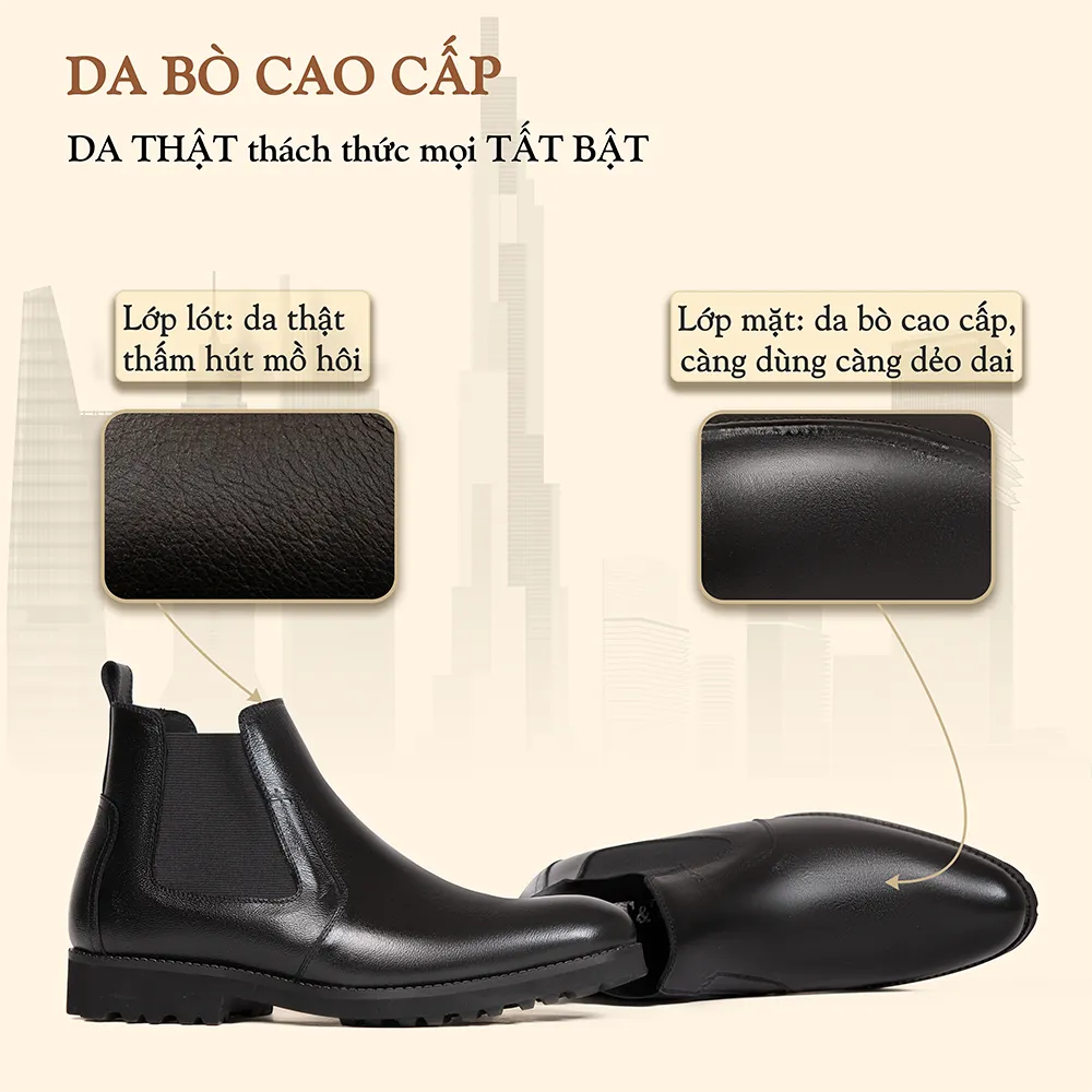 GIÀY CAO CỔ NAM SIÊU NHẸ S1077A ĐEN CAO 8CM