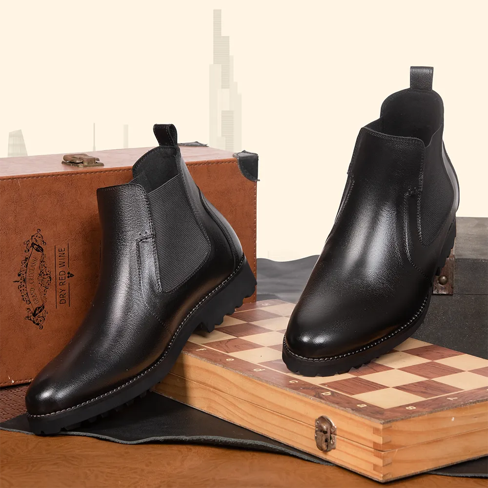 GIÀY CAO CỔ NAM SIÊU NHẸ S1077A ĐEN CAO 8CM