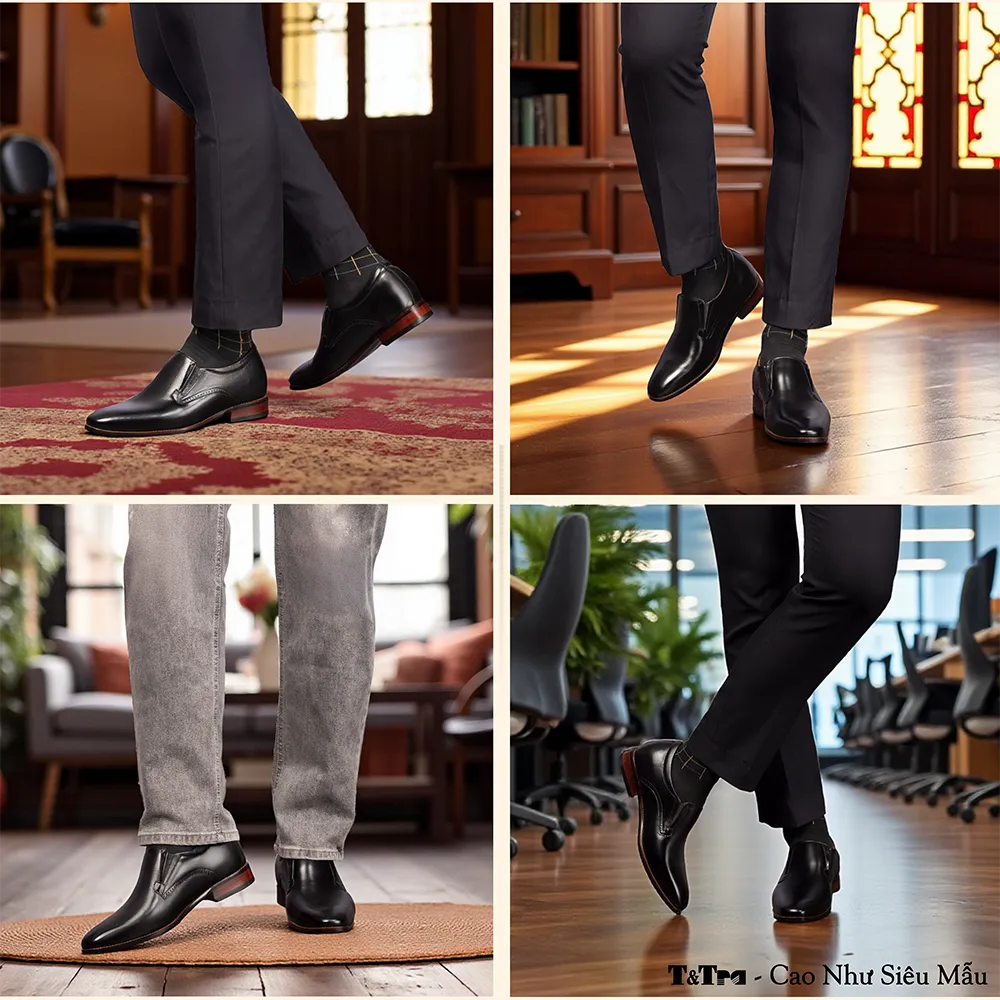 GIÀY TĂNG CHIỀU CAO NAM A215 ĐEN 6CM
