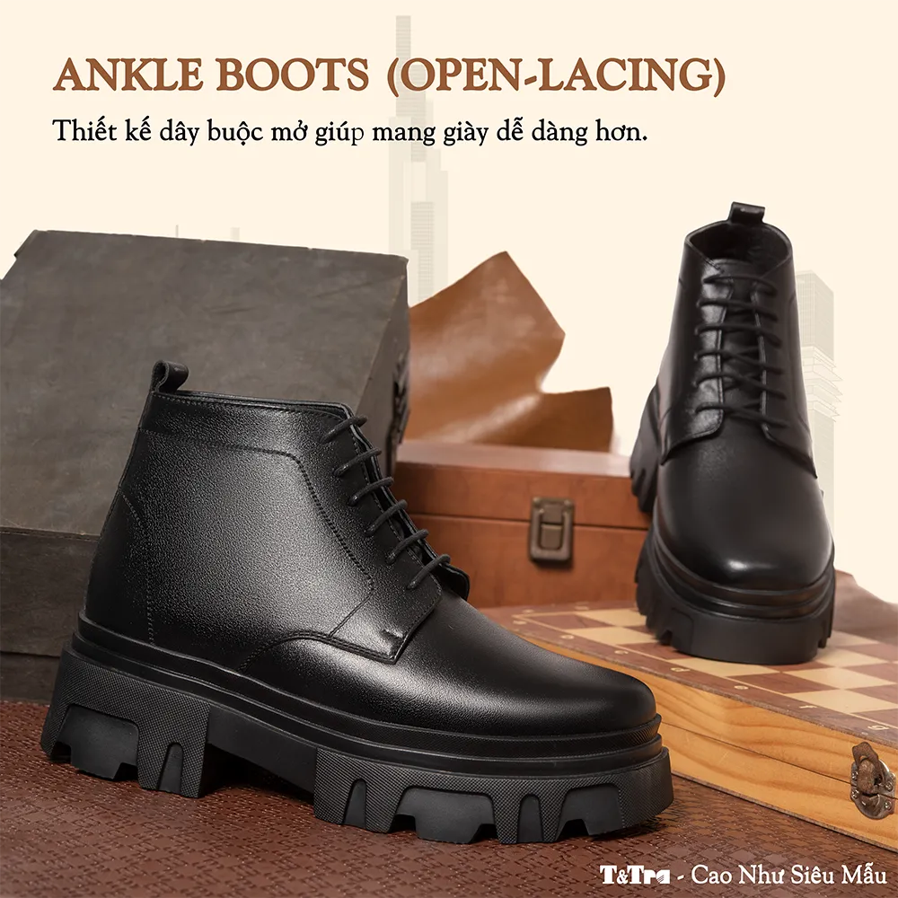 GIÀY CAO NAM  SIÊU NHẸ T112 ĐEN CAO 9CM