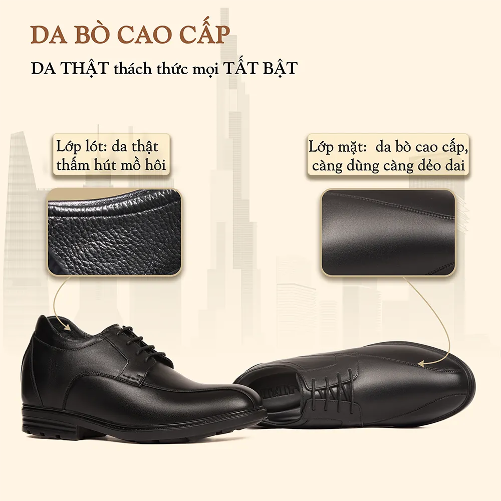 GIÀY ĐỘN NAM CAO 8CM SIÊU ÊM- CHỐNG DỐC T87 ĐEN