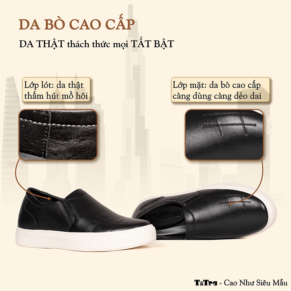 GIÀY TĂNG CHIỀU CAO NAM T145 ĐEN CAO 6CM