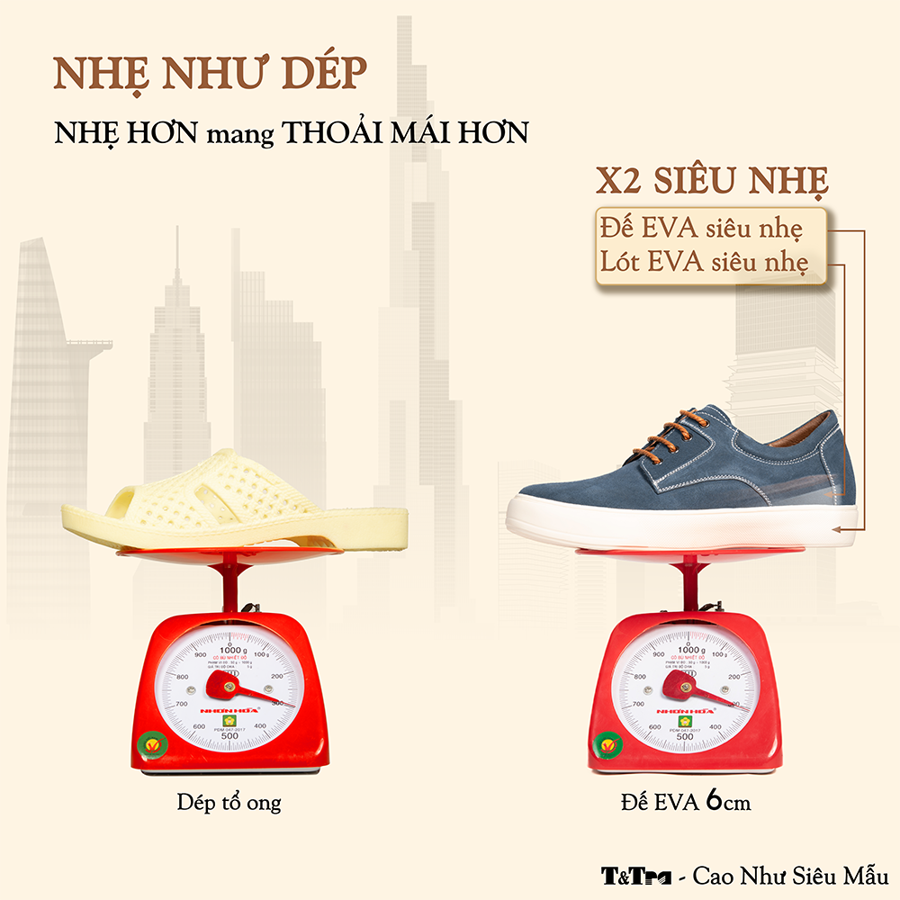 GIÀY CAO NAM T144 XANH CAO 6CM