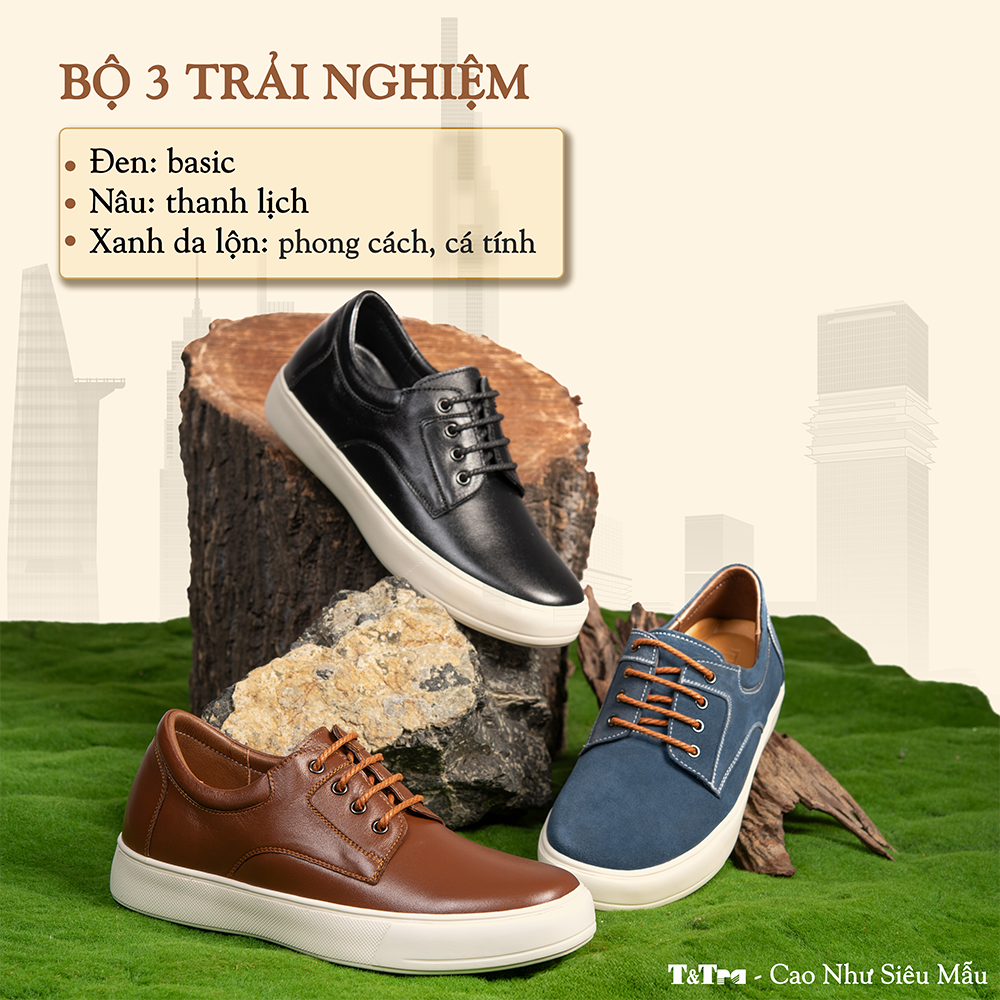 GIÀY ĐẾ CAO NAM T144 ĐEN CAO 6CM
