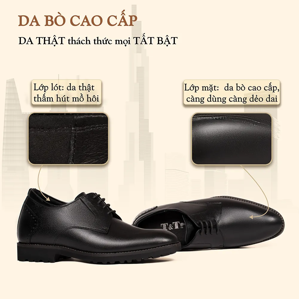 GIÀY ĐỘN NAM S1088 ĐEN 7.5CM - NHẸ NHƯ DÉP