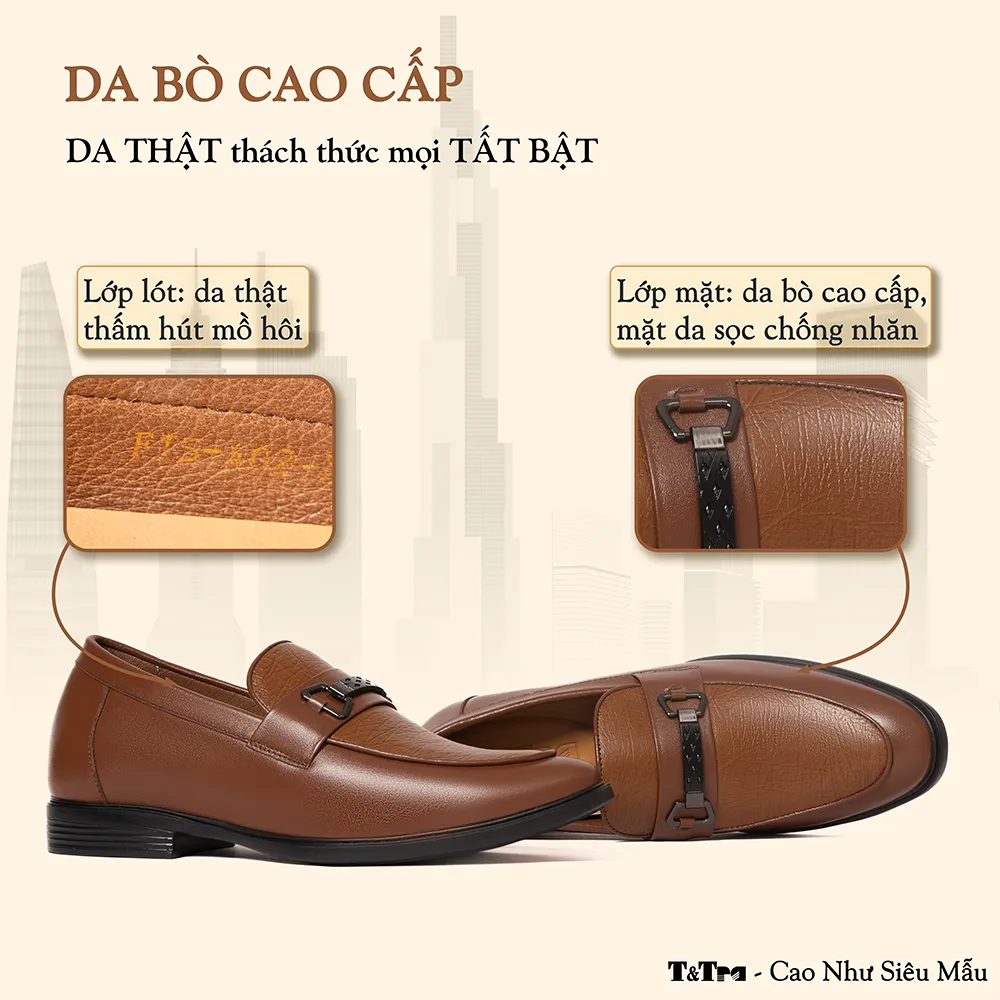 GIÀY CAO NAM T402 NÂU BÒ CAO 6.5CM