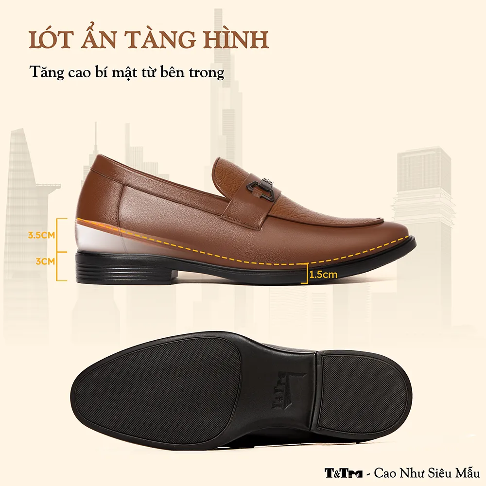 GIÀY CAO NAM T402 NÂU BÒ CAO 6.5CM