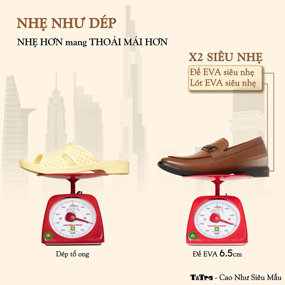 GIÀY CAO NAM T402 NÂU BÒ CAO 6.5CM