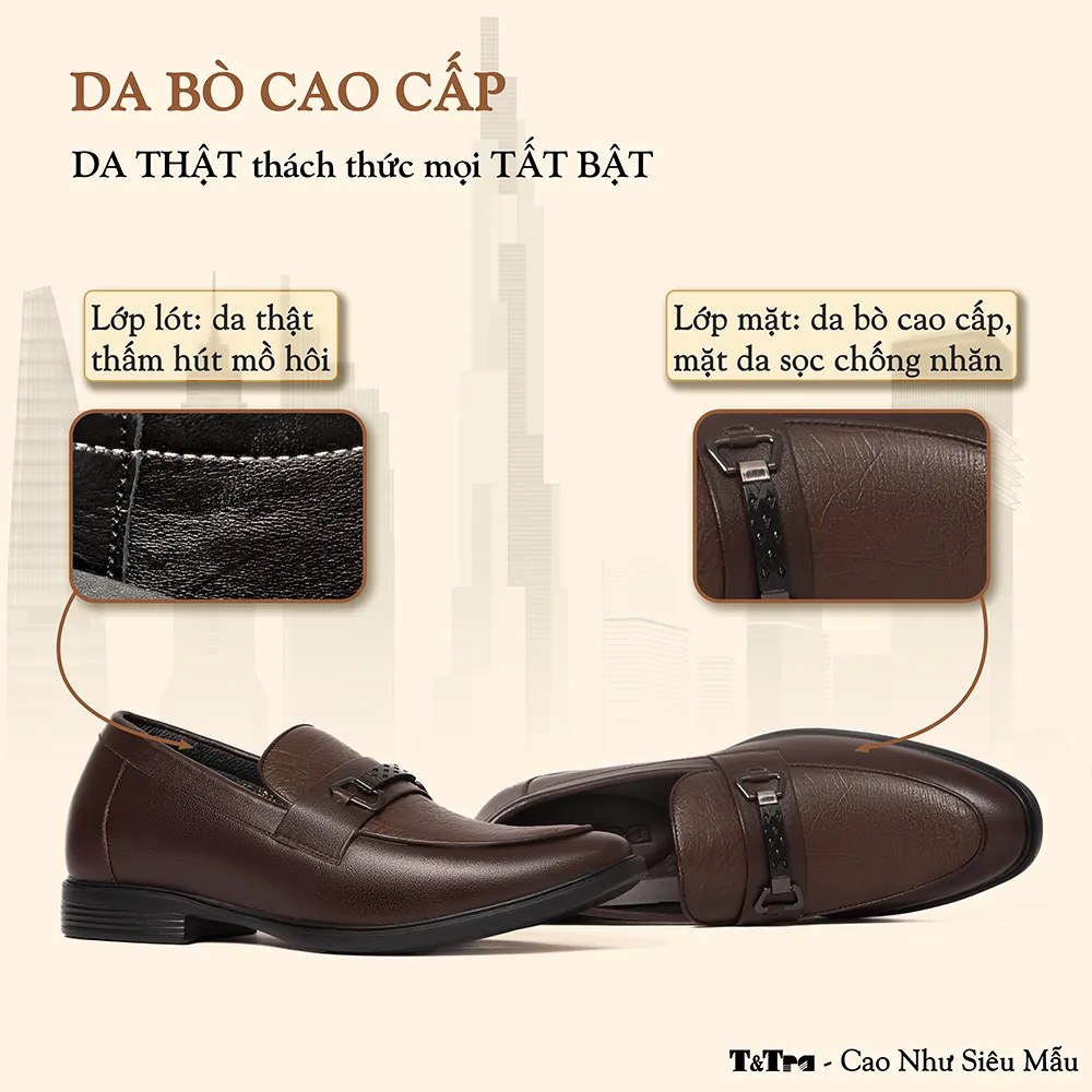 GIÀY CAO NAM T402 NÂU TỐI CAO 6.5CM