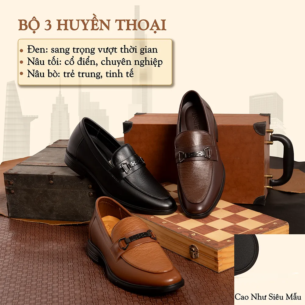 GIÀY CAO NAM T402 NÂU TỐI CAO 6.5CM