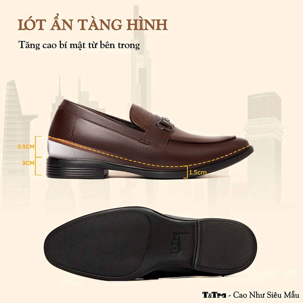 GIÀY CAO NAM T402 NÂU TỐI CAO 6.5CM