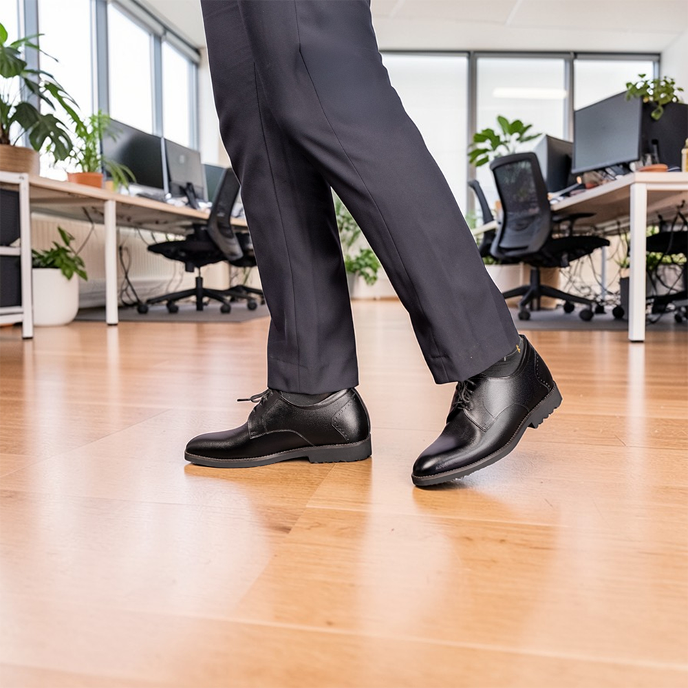 GIÀY TĂNG CHIỀU CAO NAM S1085 ĐEN TRƠN SIÊU NHẸ CAO 7.5CM