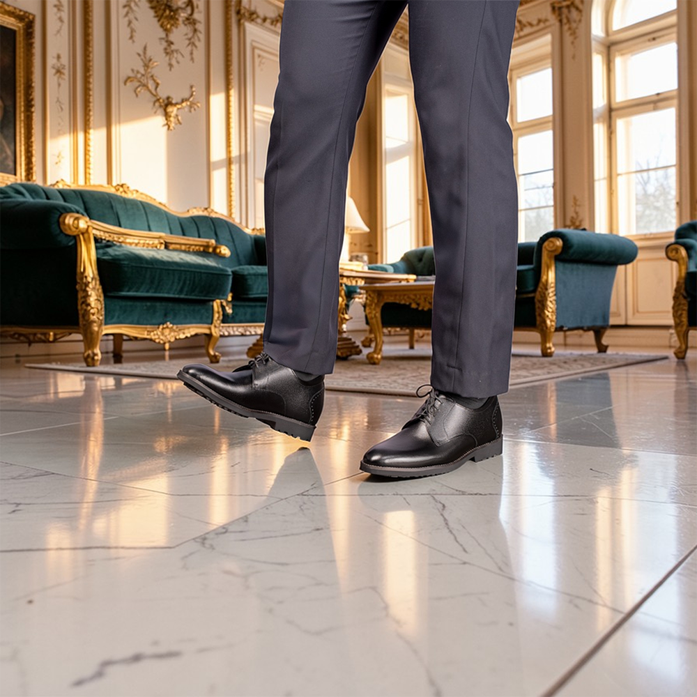 GIÀY TĂNG CHIỀU CAO NAM S1085 ĐEN TRƠN SIÊU NHẸ CAO 7.5CM