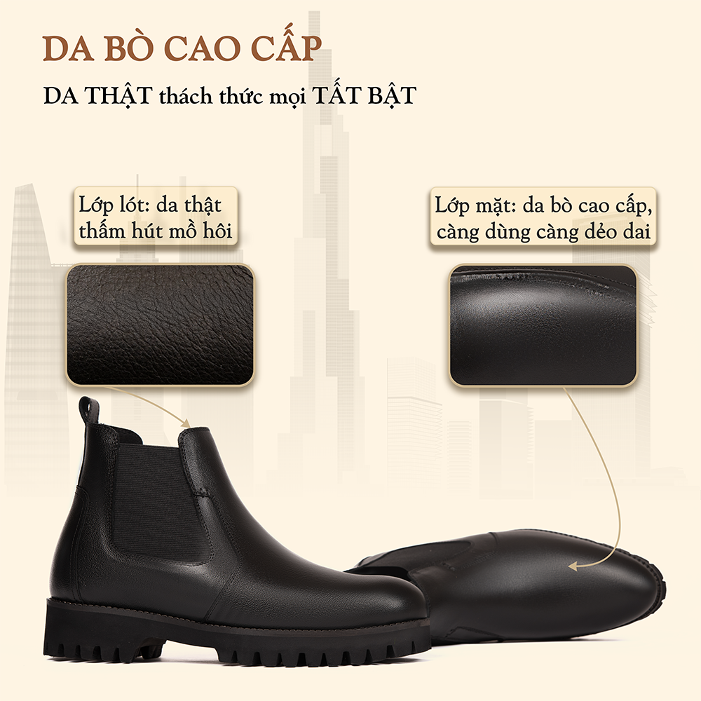 GIÀY CAO CỔ NAM SIÊU NHẸ S2077 ĐEN CAO 9CM