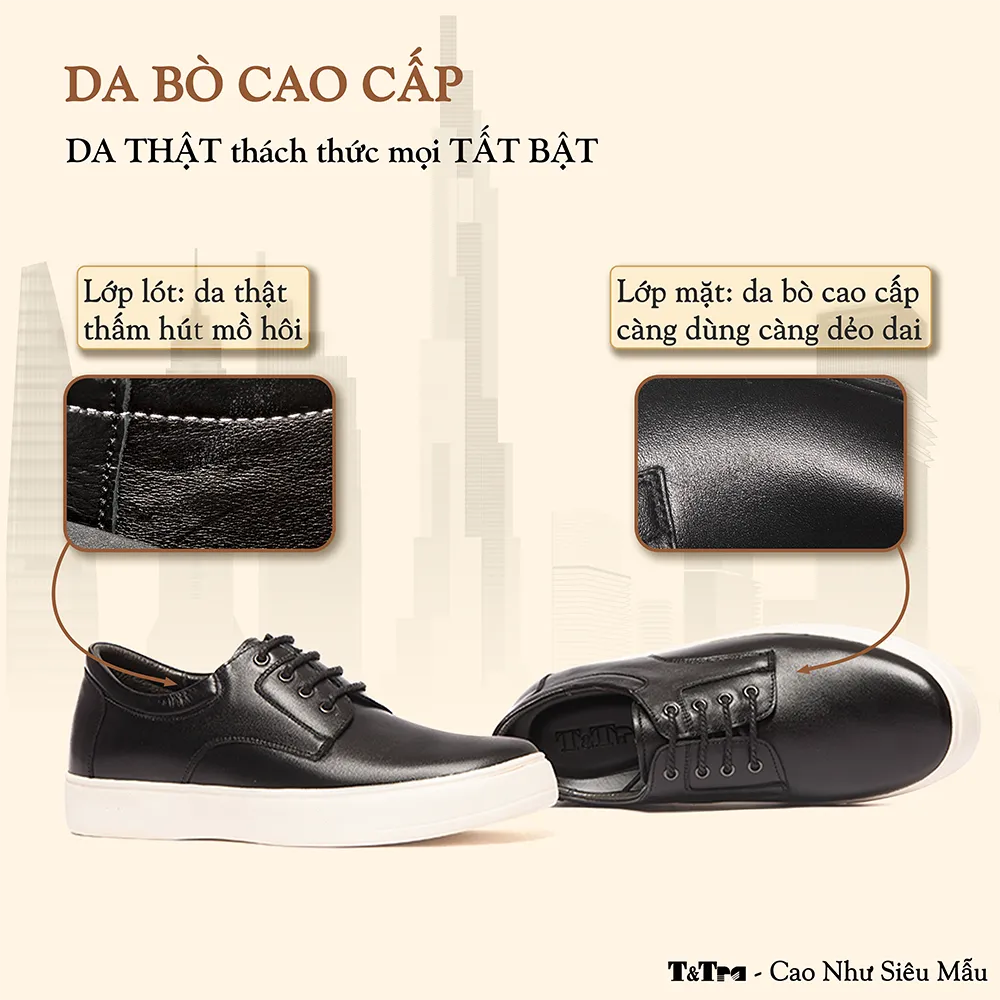 GIÀY ĐẾ CAO NAM T144 ĐEN CAO 6CM