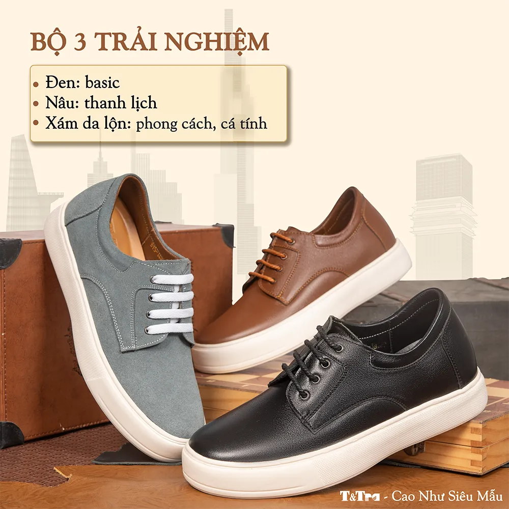 GIÀY ĐẾ CAO NAM T144 ĐEN CAO 6CM