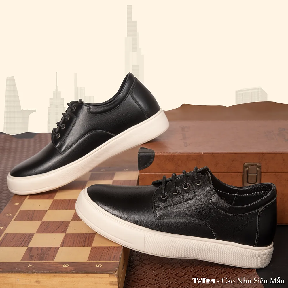 GIÀY ĐẾ CAO NAM T144 ĐEN CAO 6CM