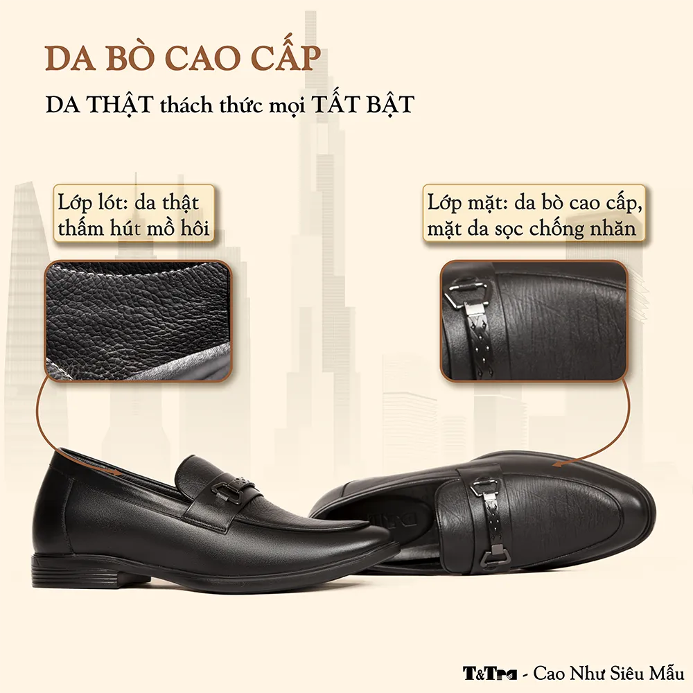 GIÀY CAO NAM T402 ĐEN CAO 6.5CM