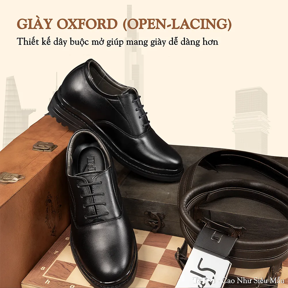 GIÀY CAO NAM SIÊU NHẸ T141 ĐEN CAO 7CM