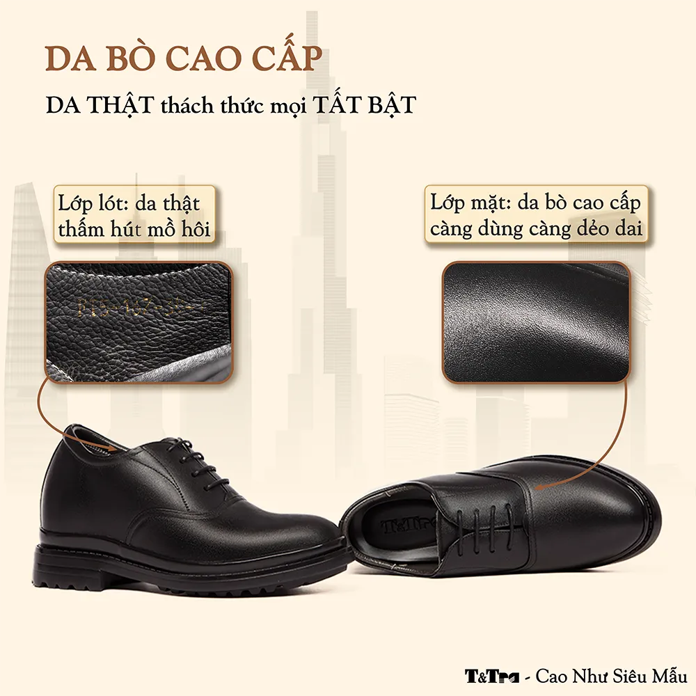 GIÀY TĂNG CHIỀU CAO NAM SIÊU NHẸ T141 ĐEN CAO 9CM
