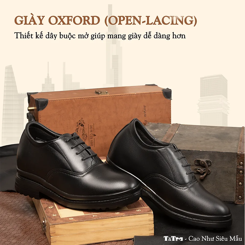 GIÀY TĂNG CHIỀU CAO NAM SIÊU NHẸ T141 ĐEN CAO 9CM