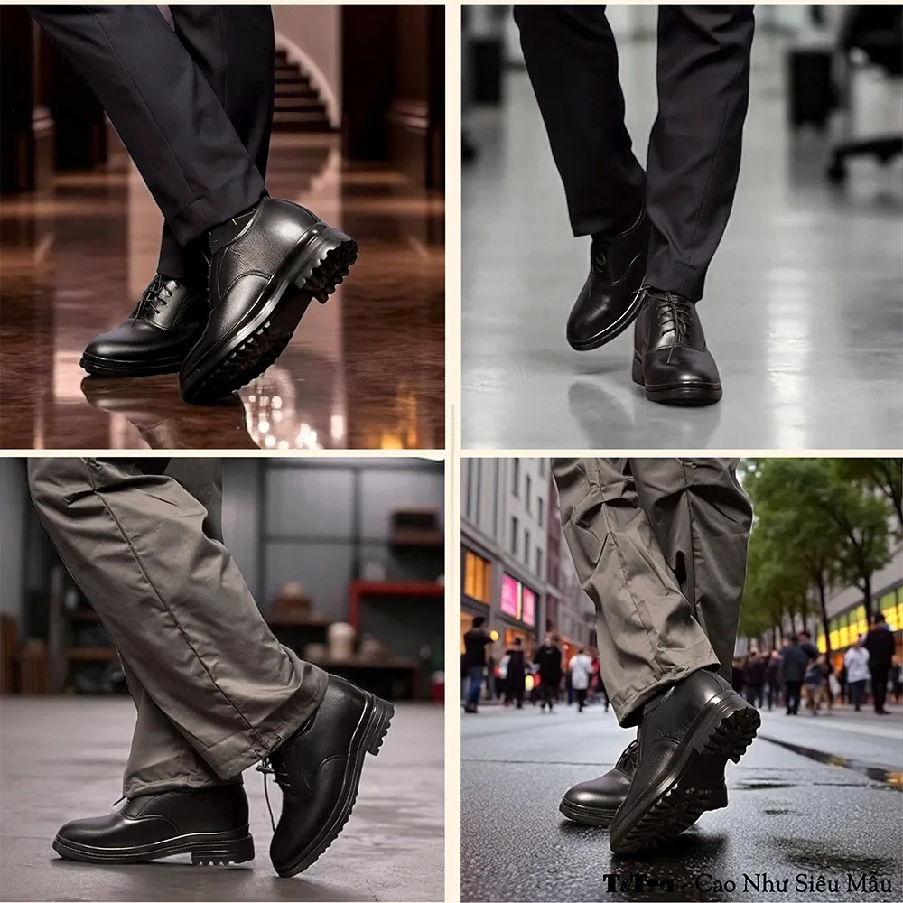 GIÀY TĂNG CHIỀU CAO NAM SIÊU NHẸ T141 ĐEN CAO 9CM