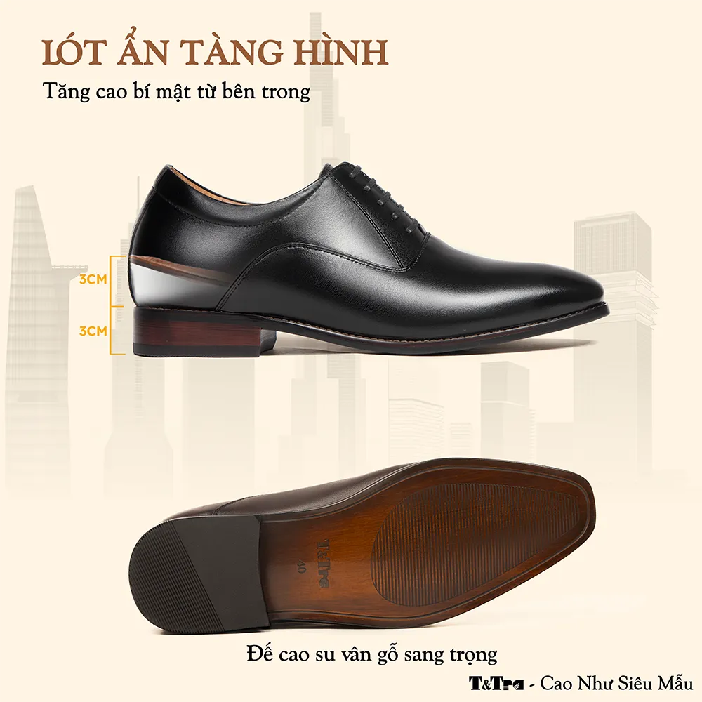 GIÀY CAO NAM A214 ĐEN 6CM