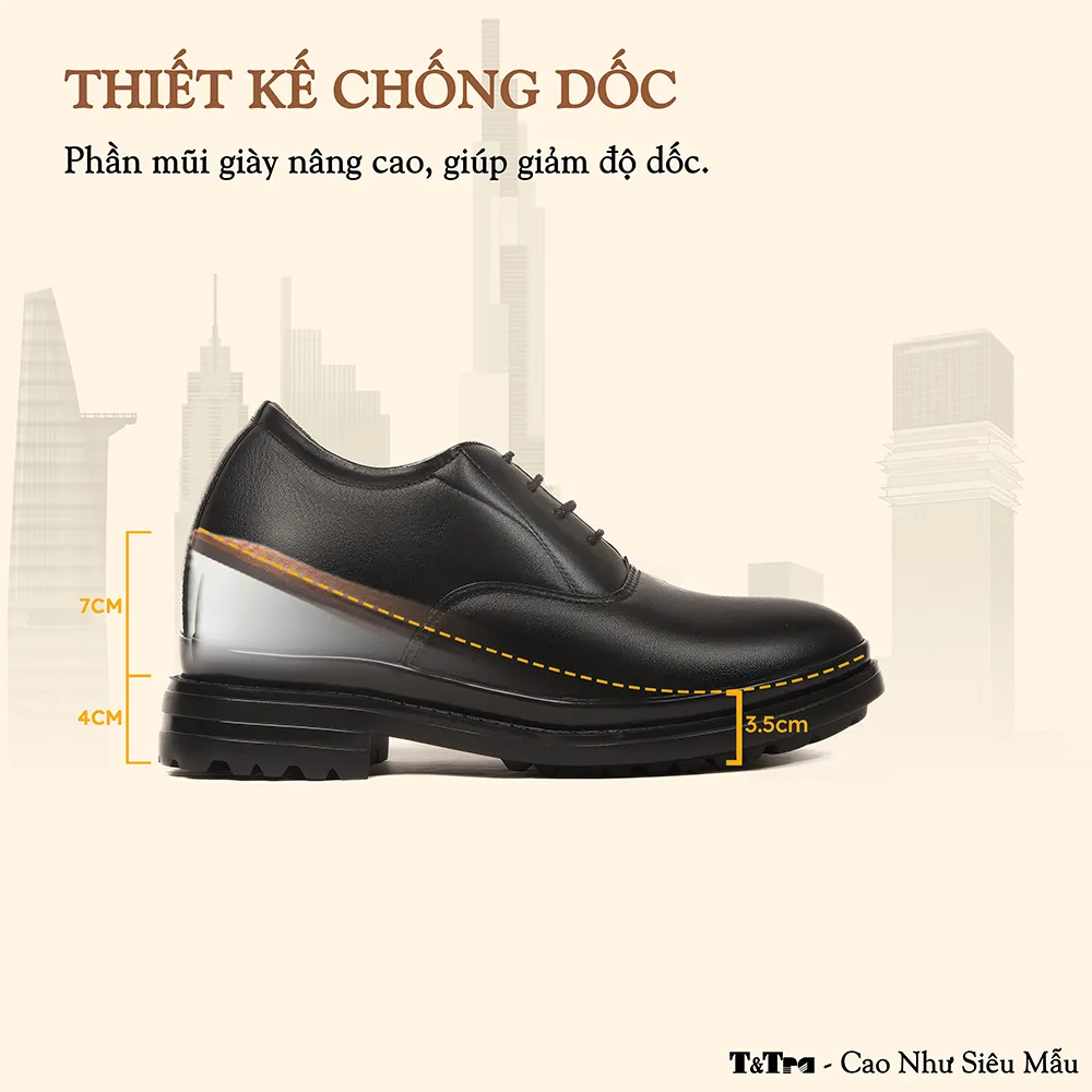 GIÀY CAO NAM SIÊU NHẸ T141 ĐEN CAO 11CM