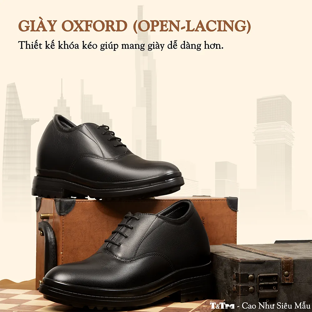 GIÀY CAO NAM SIÊU NHẸ T141 ĐEN CAO 11CM