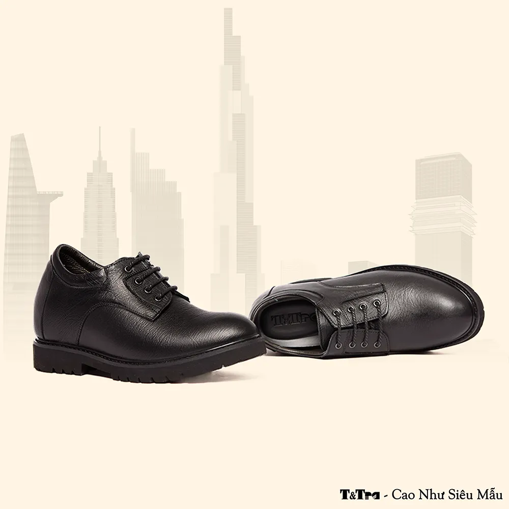 GIÀY CAO NAM T178 ĐEN SẦN CAO 9CM
