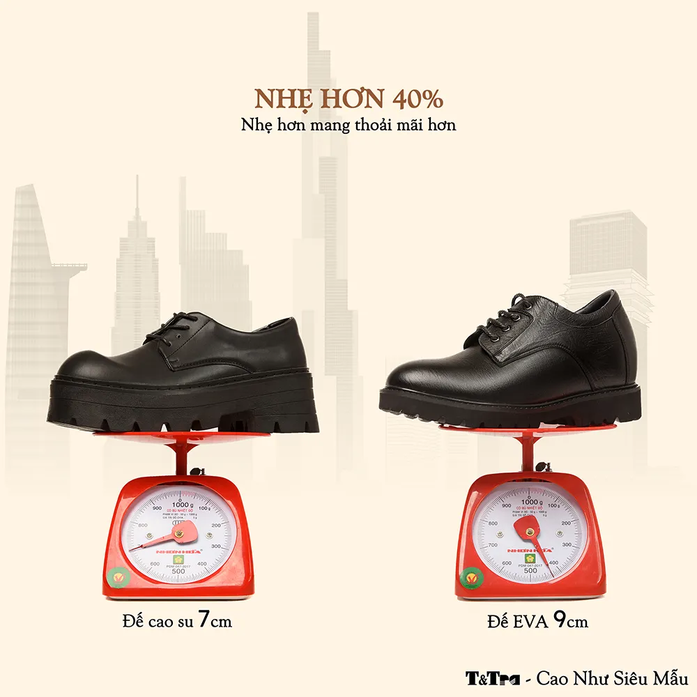 GIÀY CAO NAM T178 ĐEN SẦN CAO 9CM