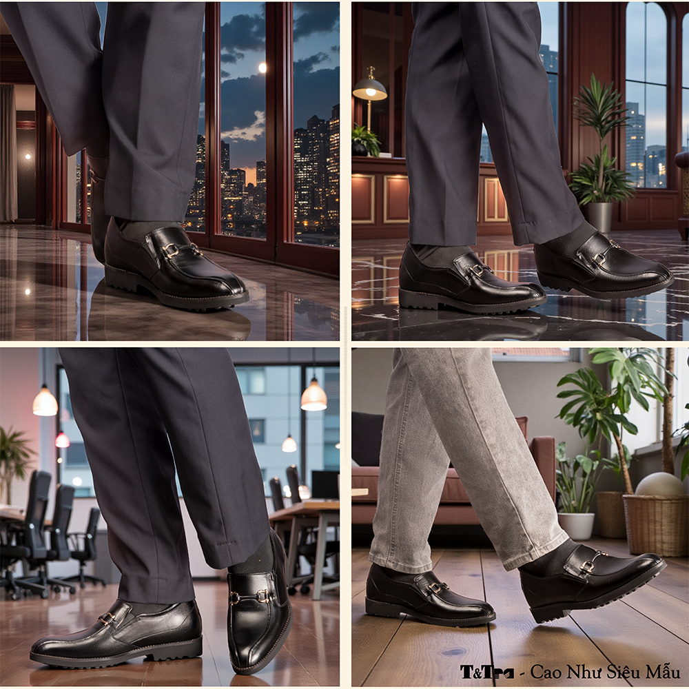 GIÀY CAO NAM SIÊU NHẸ S1097 ĐEN 7.5CM