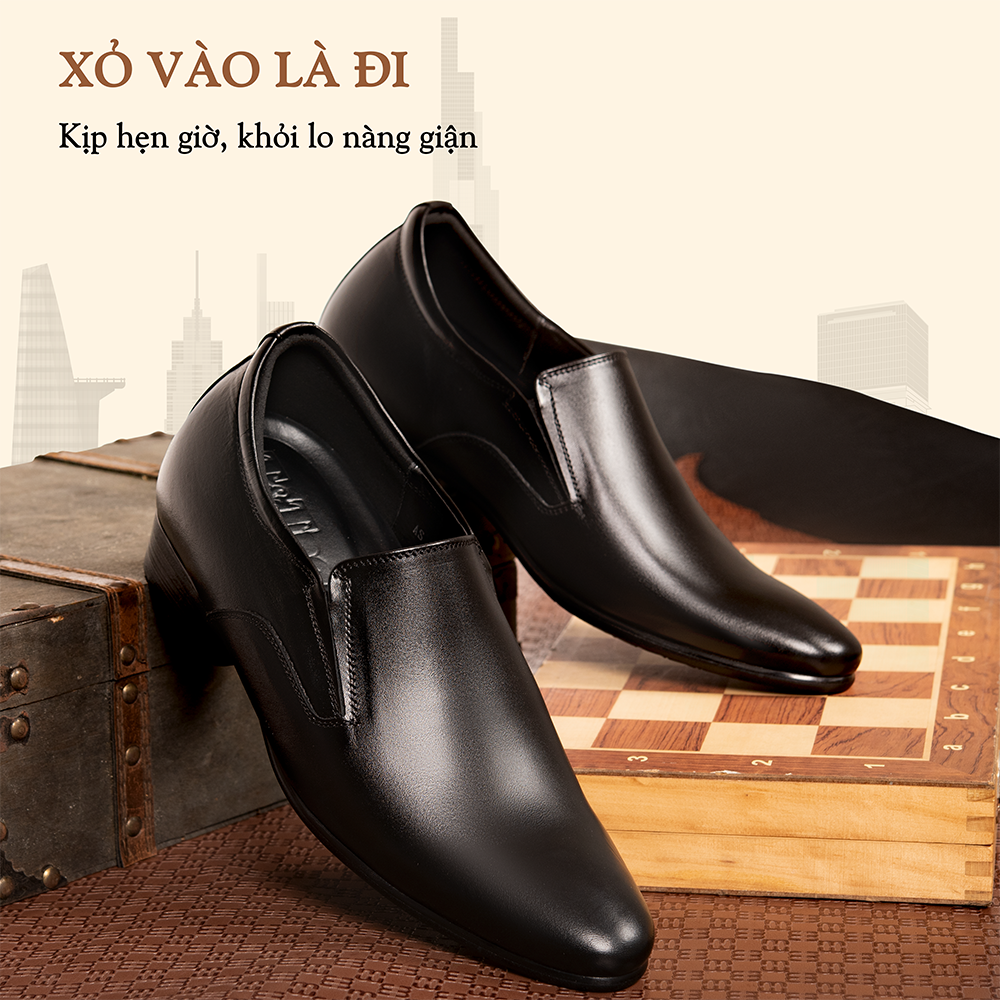 GIÀY TĂNG CHIỀU CAO NAM DA THẬT S952 ĐEN CAO 6CM