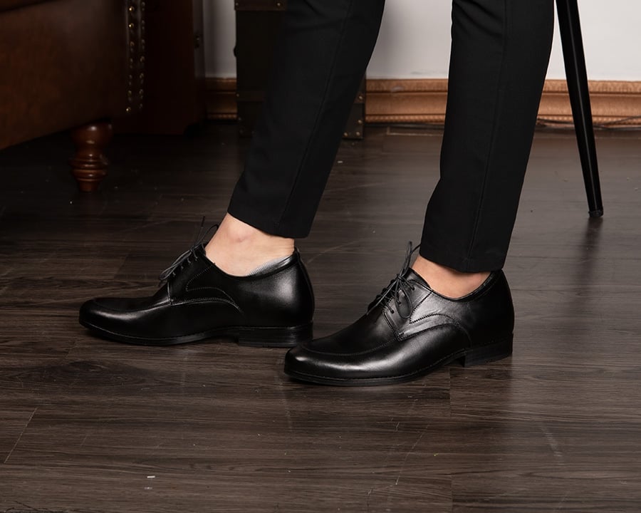 GIÀY CAO NAM DA THẬT S1014 ĐEN CAO 6CM