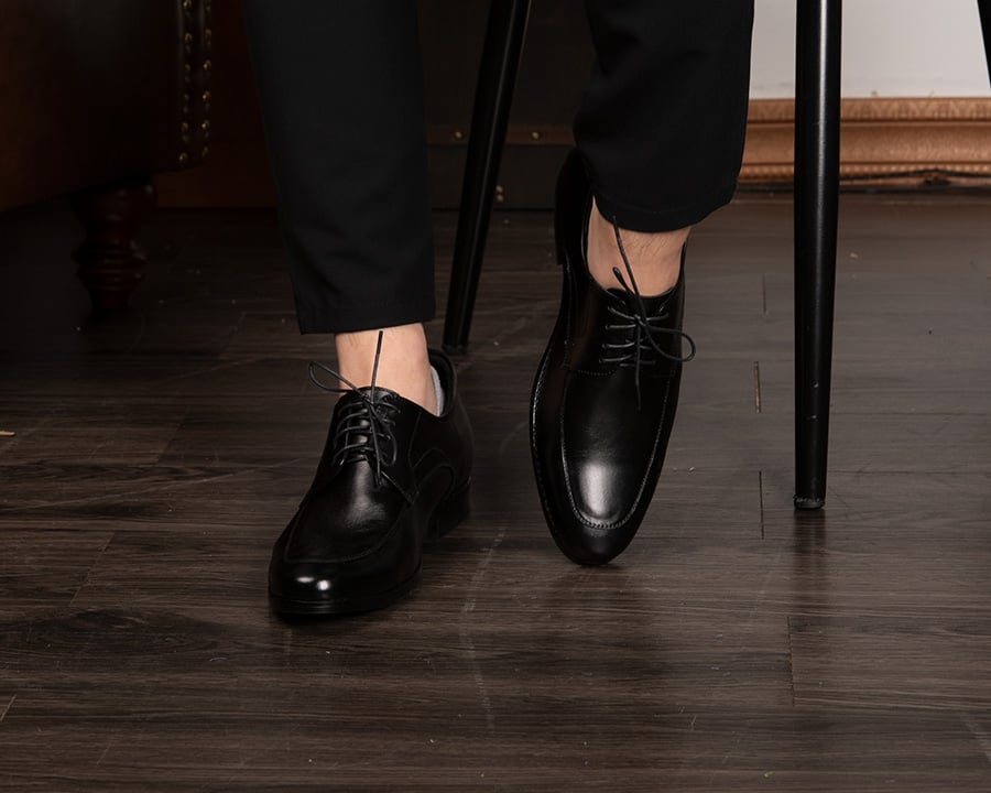 GIÀY CAO NAM DA THẬT S1014 ĐEN CAO 6CM