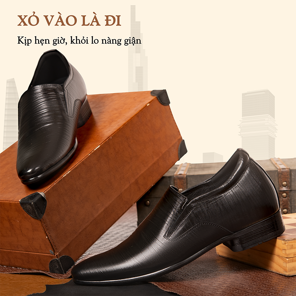 GIÀY TĂNG CHIỀU CAO NAM S952 ĐEN SỌC  CAO 6CM