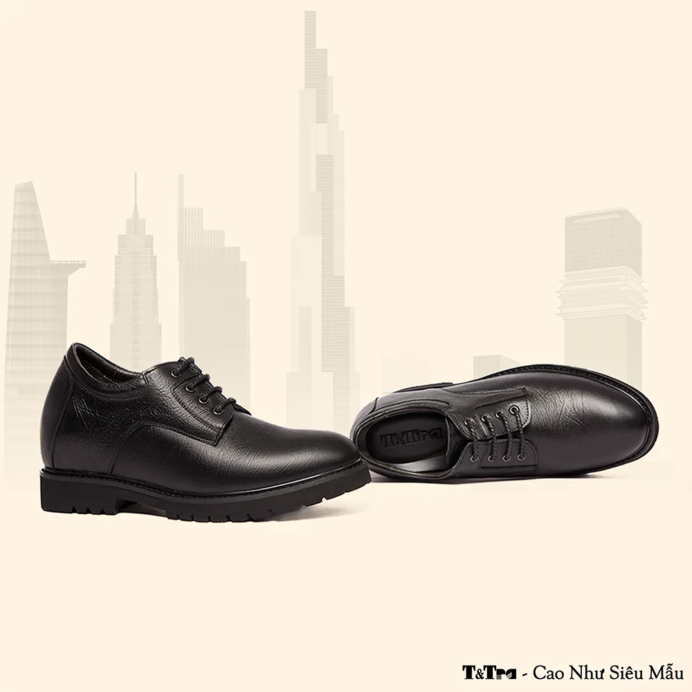 GIÀY CAO NAM T178 ĐEN SẦN CAO 11CM