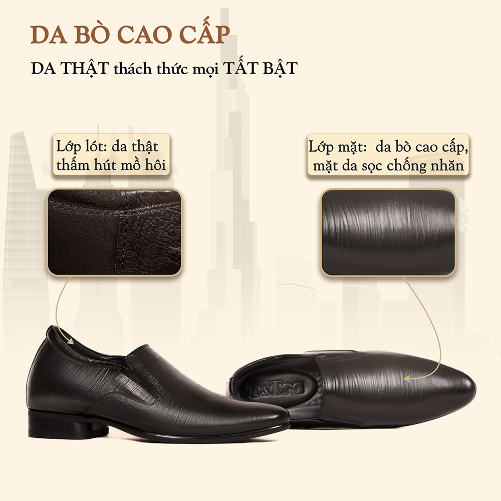 GIÀY TĂNG CHIỀU CAO NAM S970 ĐEN SỌC CAO 8CM