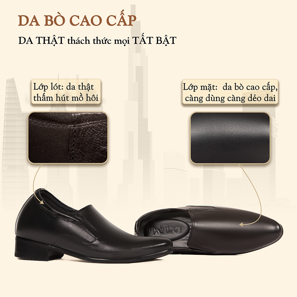 GIÀY TĂNG CHIỀU CAO NAM S970 ĐEN CAO 8CM