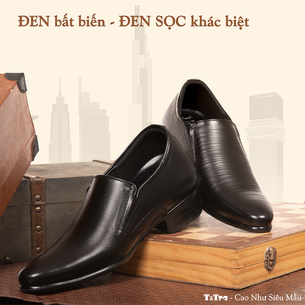 GIÀY TĂNG CHIỀU CAO NAM S970 ĐEN CAO 8CM