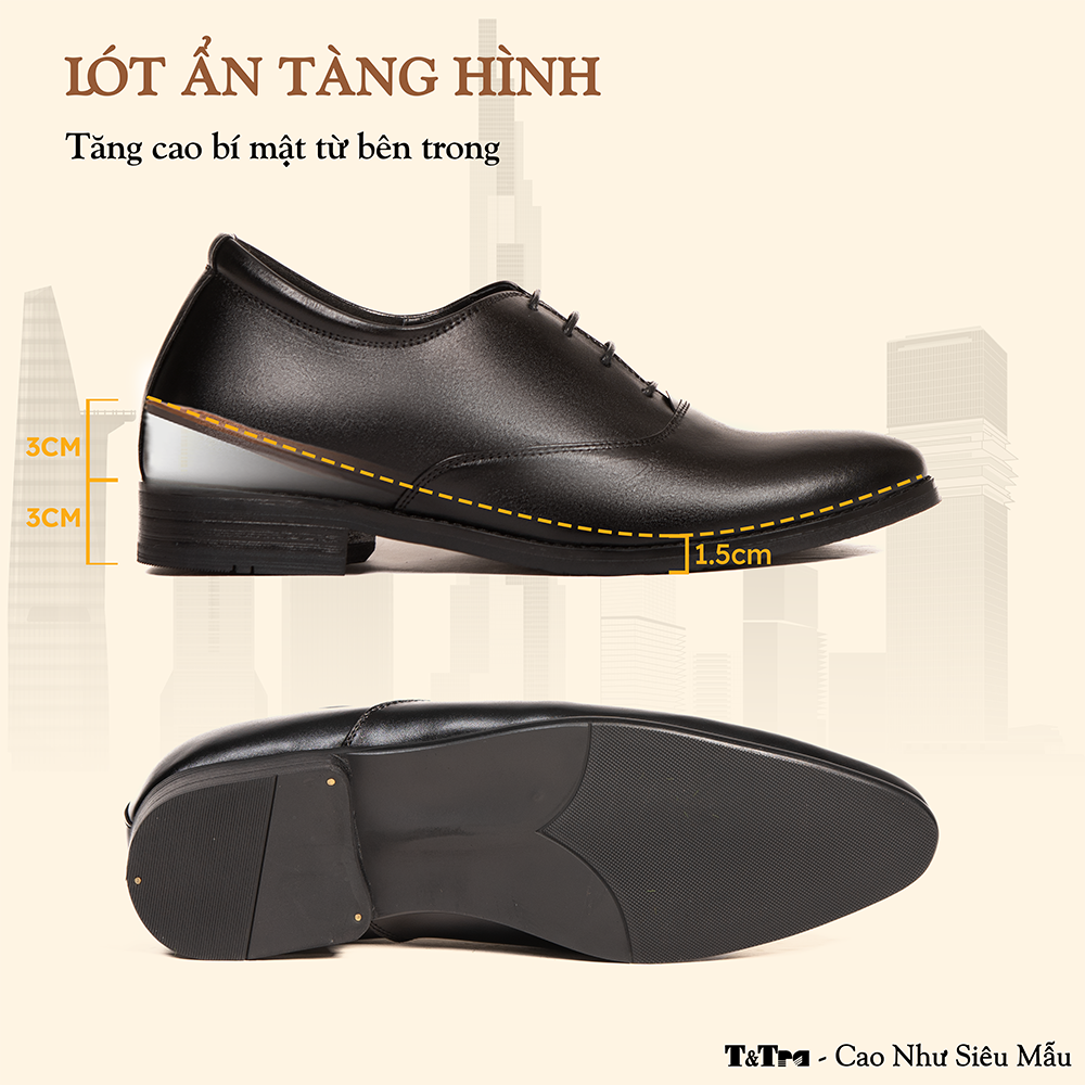 GIÀY CAO NAM S1008 ĐEN CAO 6CM