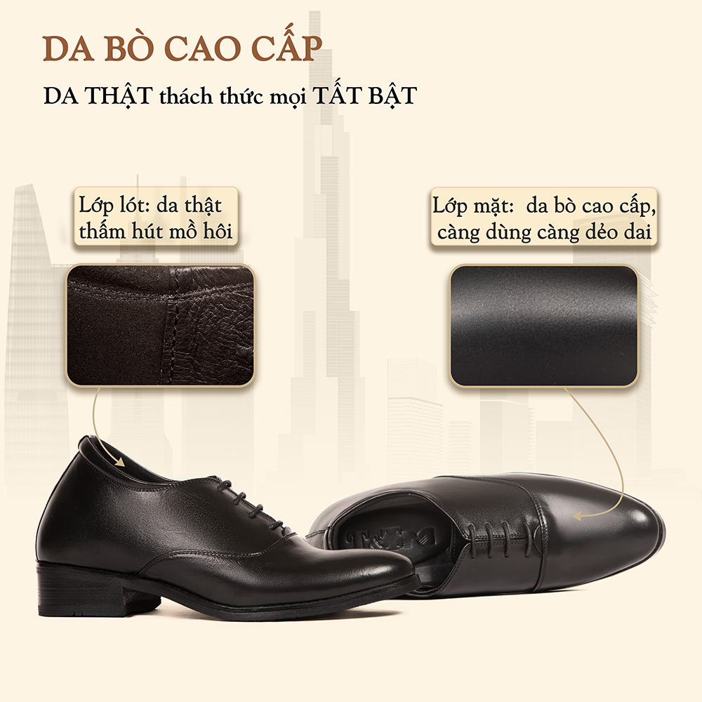GIÀY TĂNG CHIỀU CAO NAM S1012 ĐEN TĂNG CAO 8CM