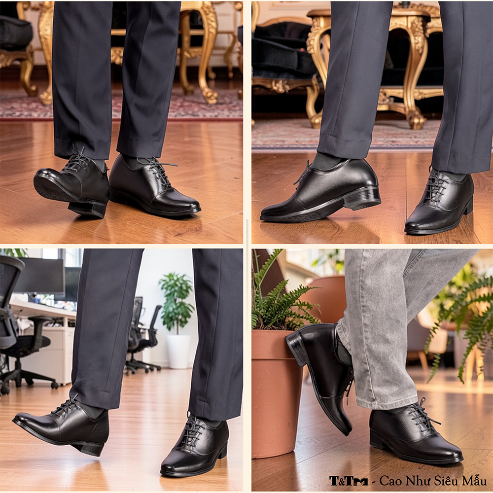 GIÀY TĂNG CHIỀU CAO NAM S1012 ĐEN TĂNG CAO 8CM