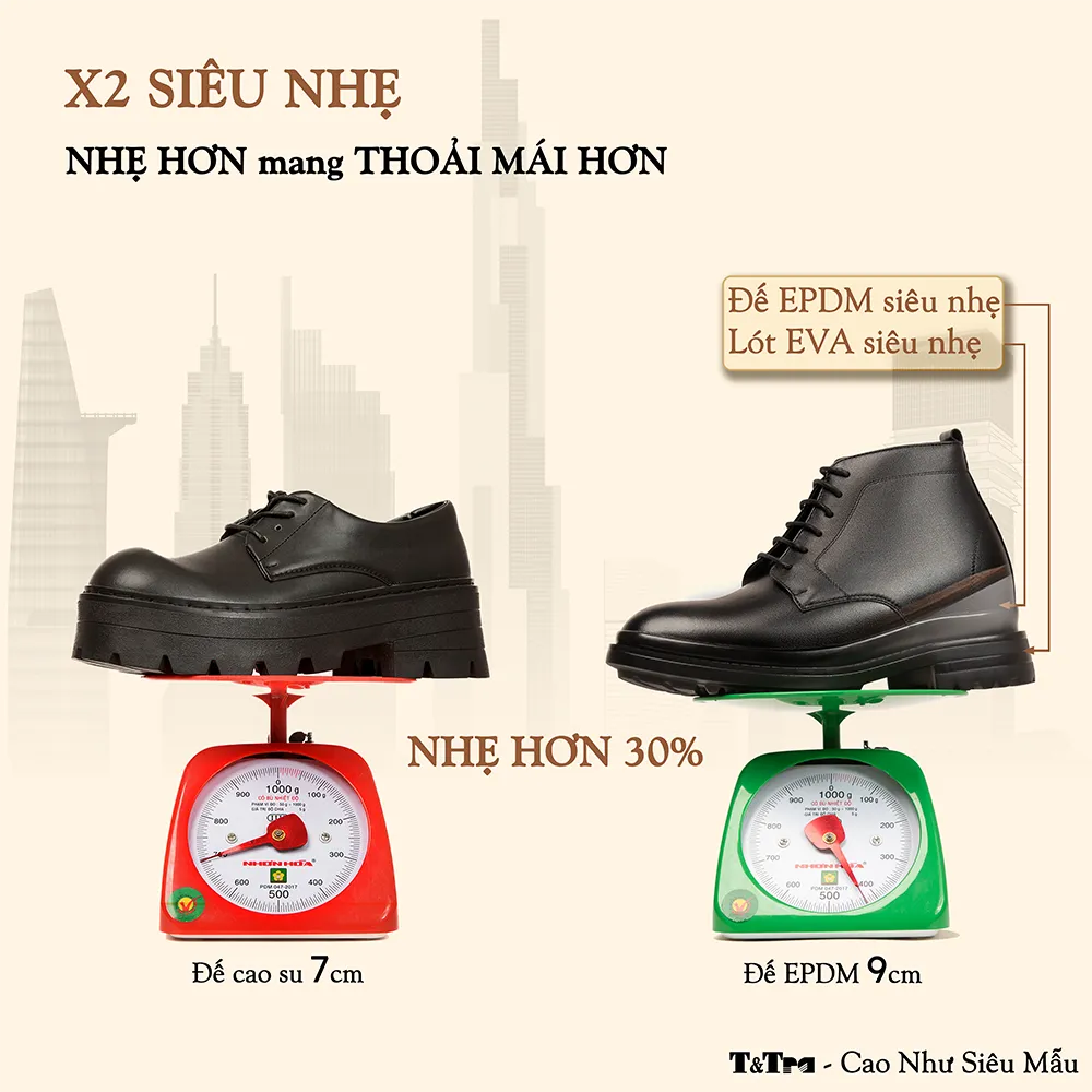 GIÀY CAO CỔ NAM SIÊU NHẸ  T102 ĐEN CAO 9CM