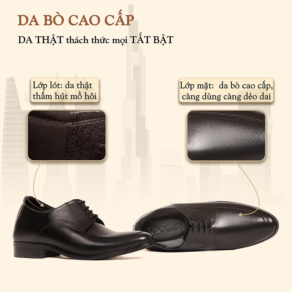 GIÀY CAO NAM DA THẬT S1014 ĐEN CAO 6CM