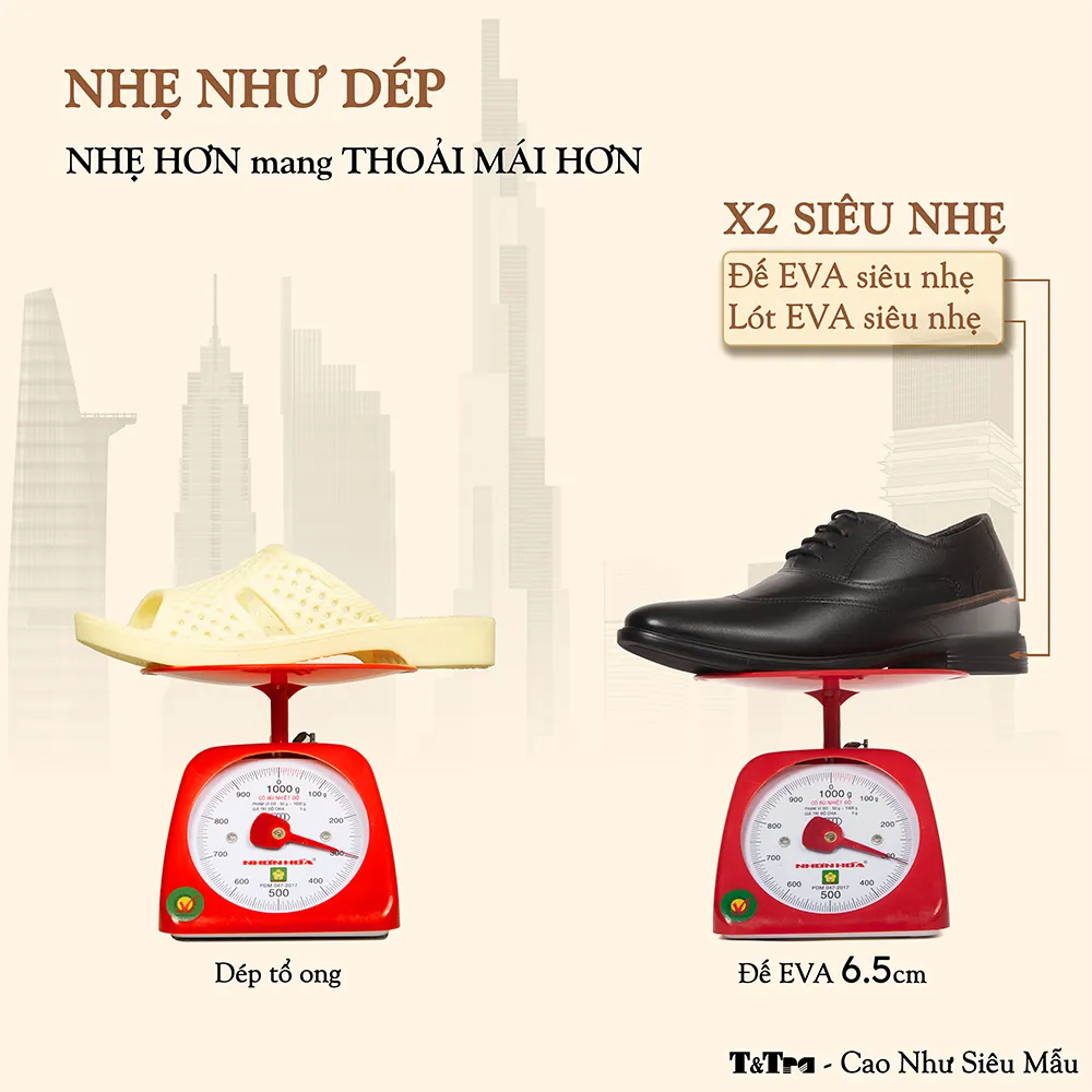 GIÀY CAO NAM T401 ĐEN CAO 6.5CM