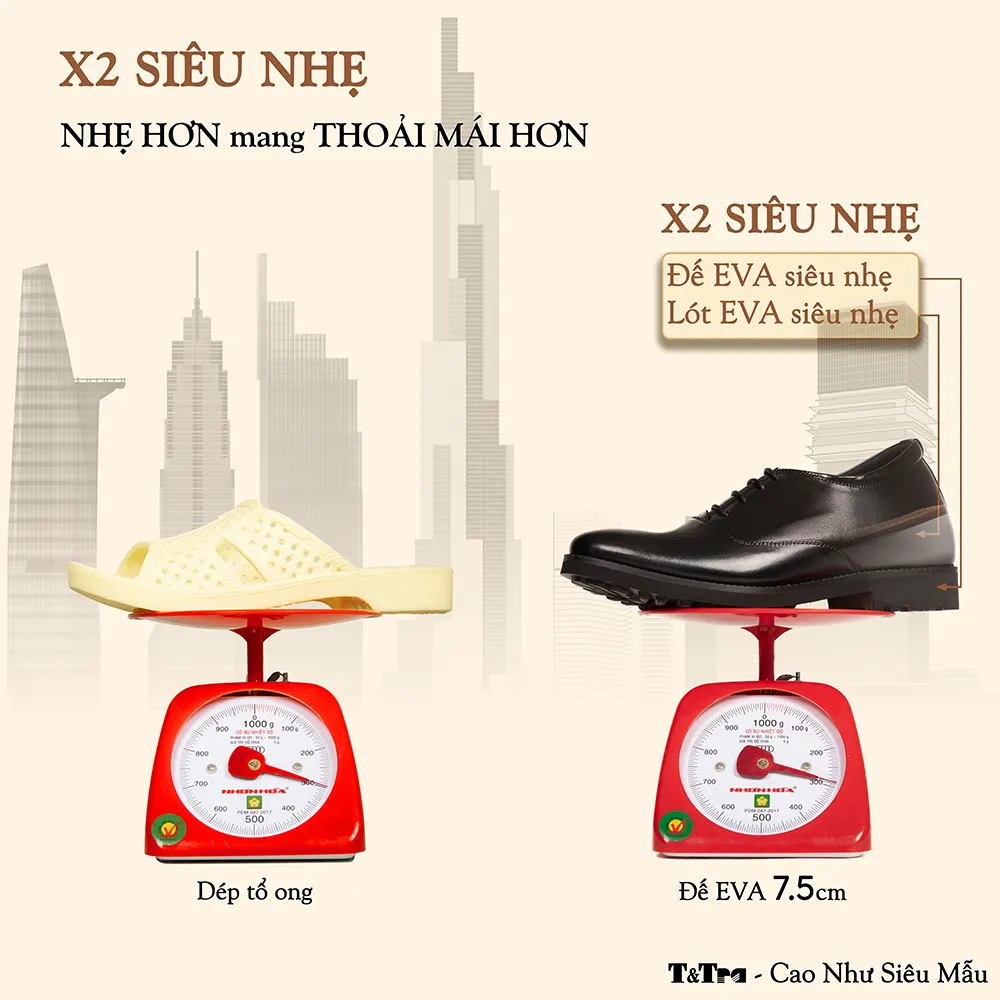 GIÀY CAO NAM S1099 ĐEN - NHẸ NHƯ DÉP