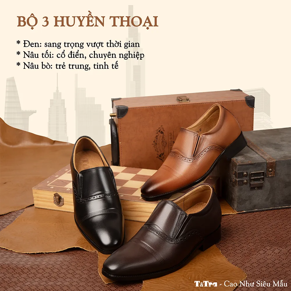 GIÀY TĂNG CHIỀU CAO NAM A211 ĐEN CAO 6CM