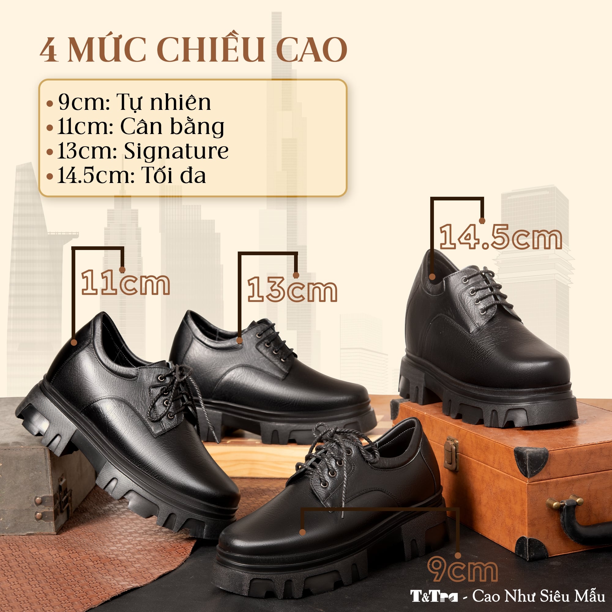 GIÀY TĂNG CHIỀU CAO NAM  SIÊU NHẸ T167 ĐEN SỌC CAO 13CM
