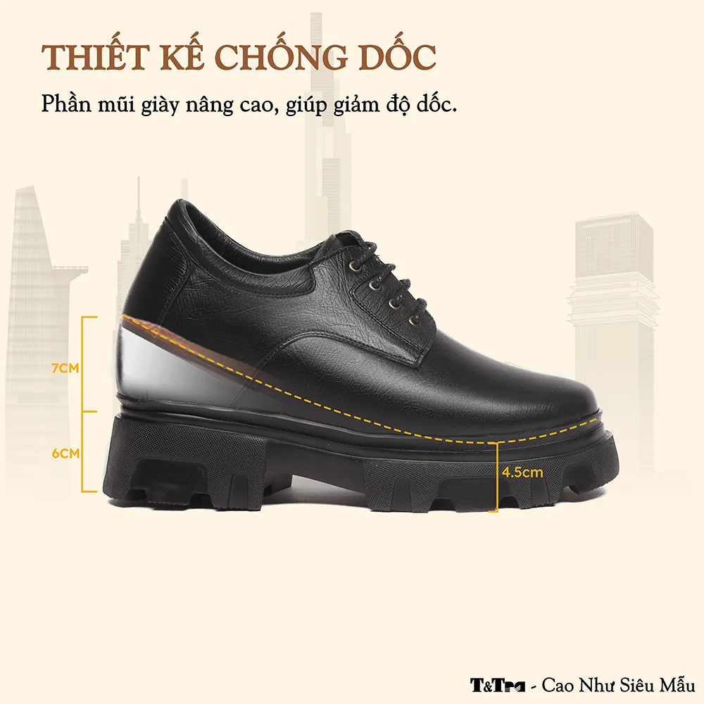 GIÀY TĂNG CHIỀU CAO NAM  SIÊU NHẸ T167 ĐEN SỌC CAO 13CM
